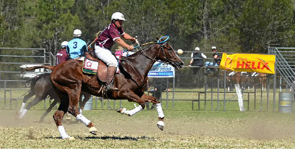 Cameron Shepherd races down the field in his team’s win over the New South Wales side in the final game of the Barastoc Interstate men’s game. (Insets, from top) The triumphant Warwick side celebrates its Shell Cup victory; and Paul McGrath thunders to the goal against Wandoan.